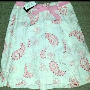 Pink & White Paisley Skirt, NEW w/tags